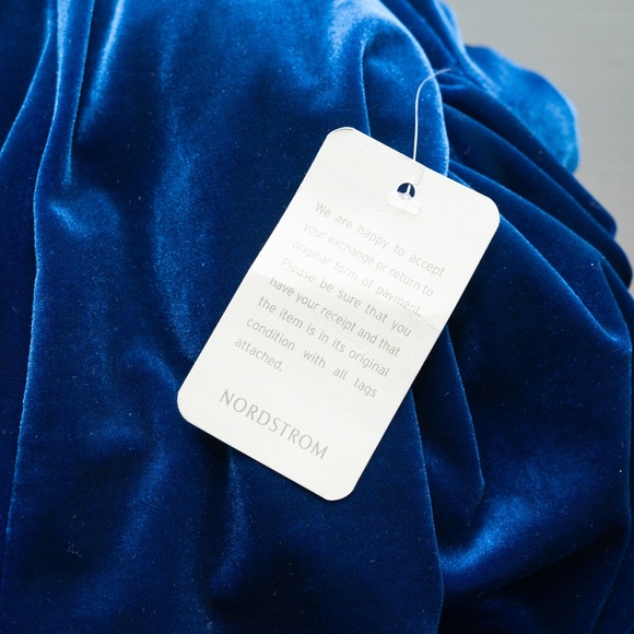 Betsy & Adam - One Shoulder Long Sleeve Velvet Gown - Picture 4 of 12